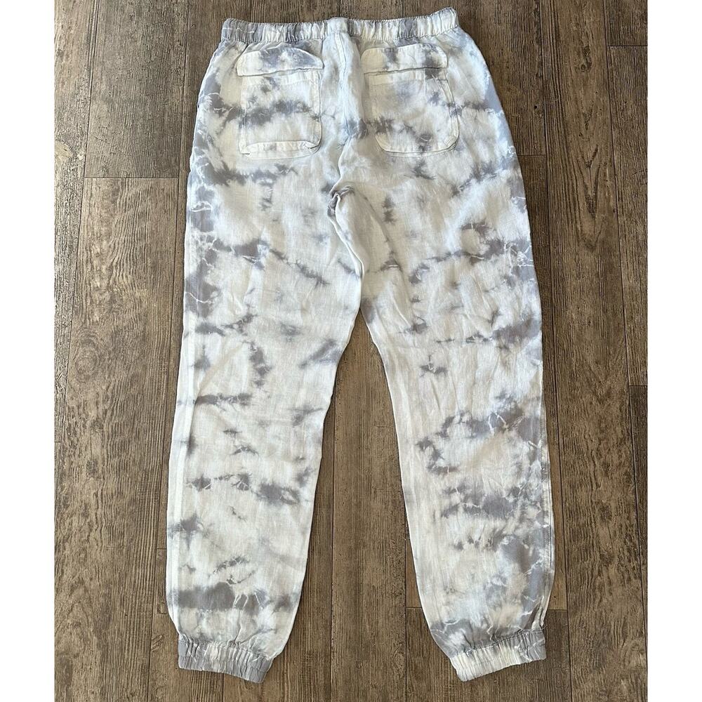 Rachel Zoe 100% Linen Size Large White Gray Tie Dye High Rise Jogger Pants 29x29 - Picture 2 of 8